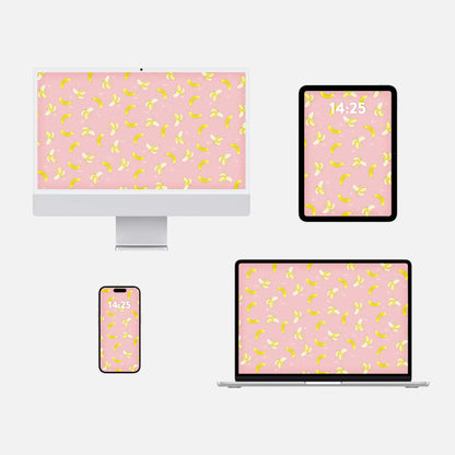 🍌 Pink Banana Wallpaper Set – Phone, Tablet & Desktop Backgrounds