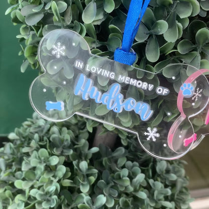 🦴 Personalised Dog Bone Christmas Ornament – Acrylic Bauble | Memorial Gift | First Puppy Christmas | 6 Colour Options