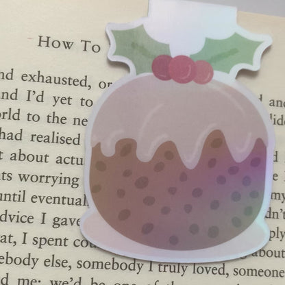🎄🍮 Christmas Pudding & Pages – Recycled Magnetic Bookmark